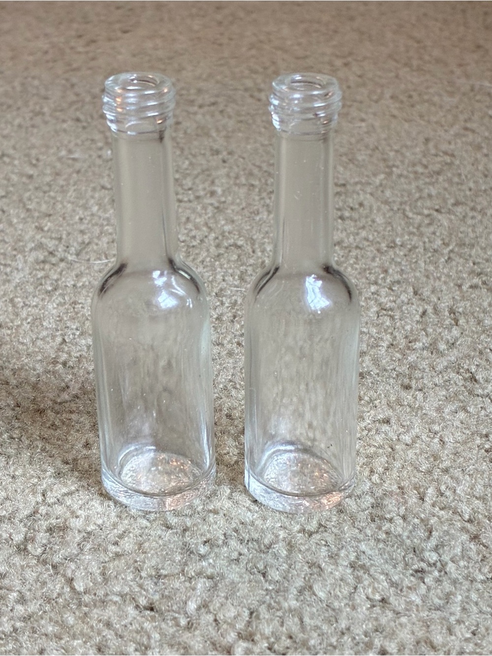 Set of 2 MCM Clear Glass Mini Wine Bottles 4 Inches